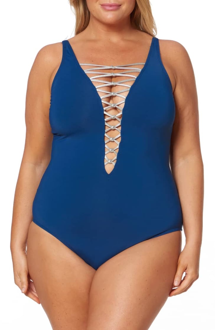 Bleu Rod Beattie Lattice One Piece Swimsuit Best Plus Size One Piece 