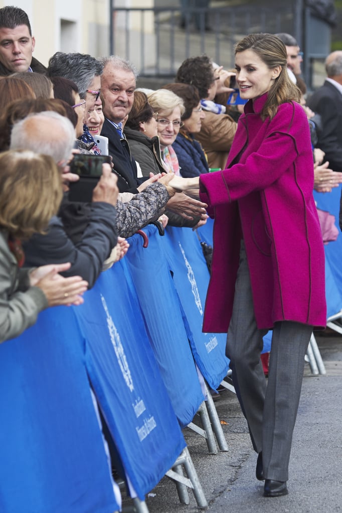 Queen Letizia's Marcos Luengo Pink Coat October 2016