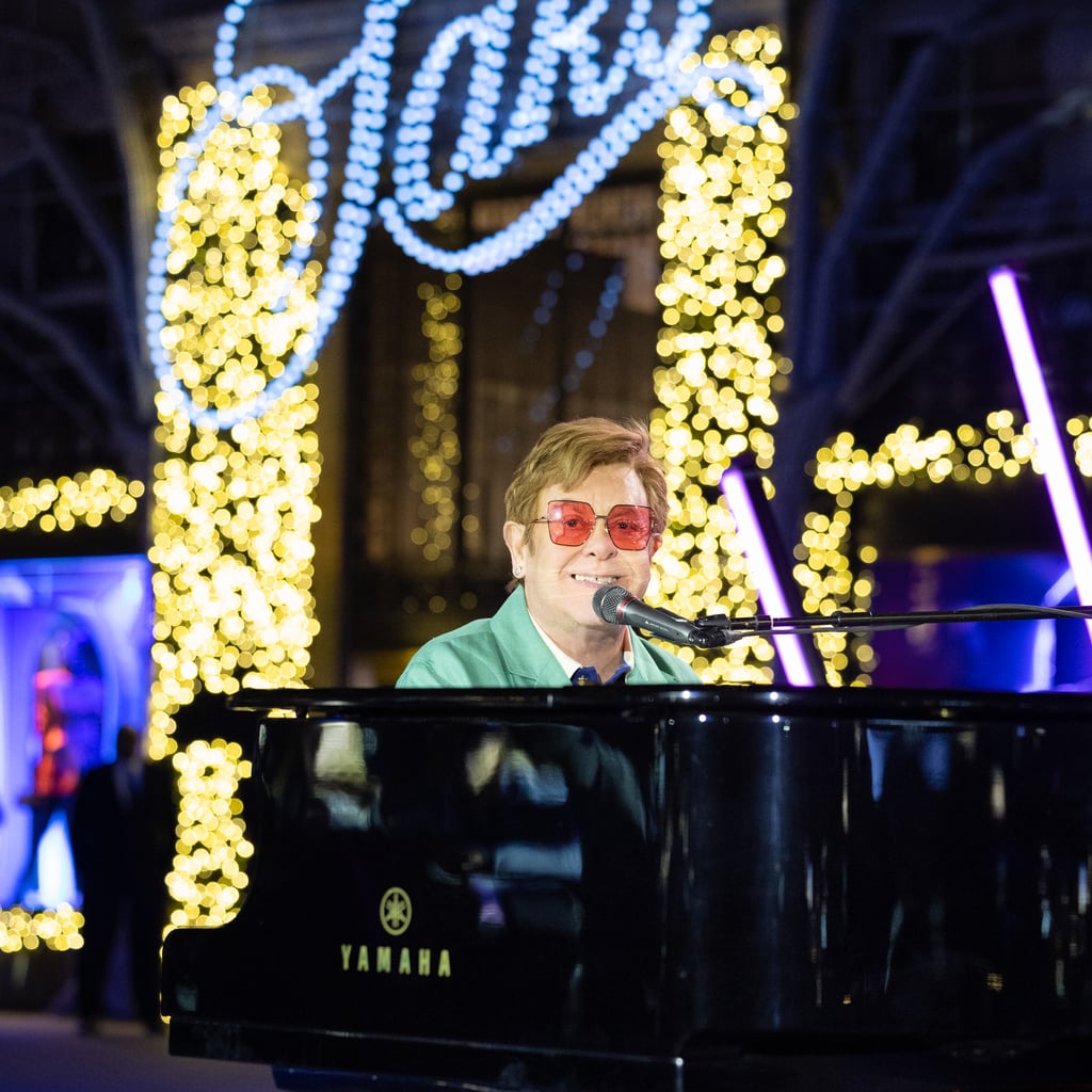Elton John Celebrates the Saks Holiday Windows With a Surprise Performance of 