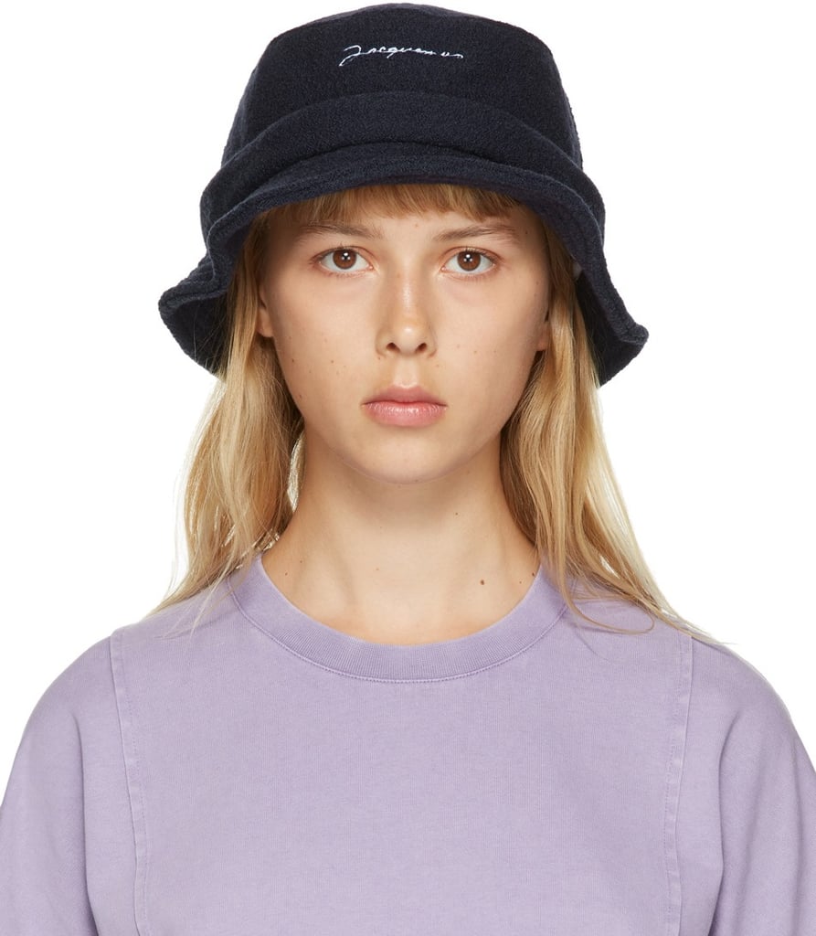 Jacquemus Navy Wool 'Le Bob' Bucket Hat | Best Fuzzy Bucket Hats For ...