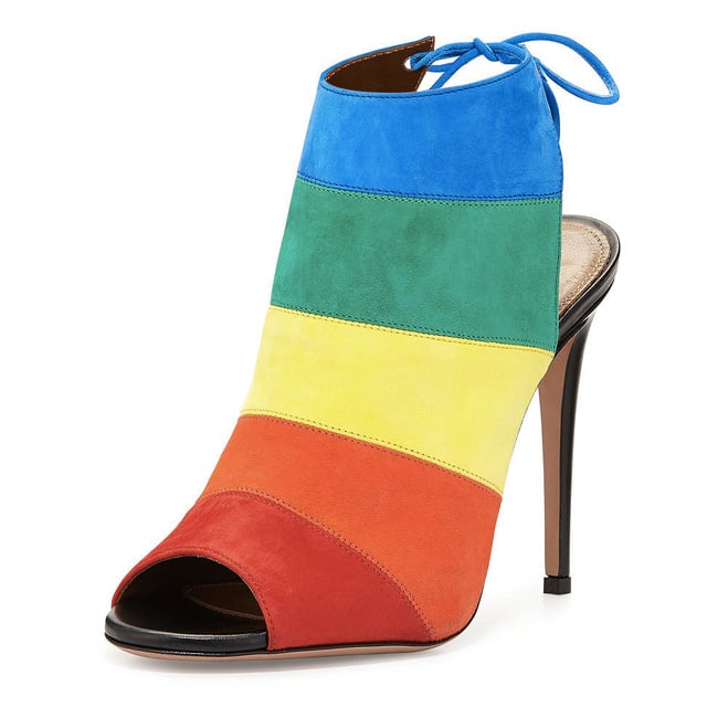 Aquazzura Rainbow Striped Suede Sandal ($695)