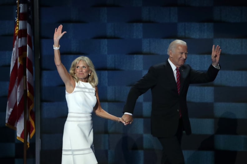 PHILADELPHIA, PA - JULY 27:  US Vice President Joe Biden and his wife Jill Biden, wave to the crowd after delivering remarks on the third day of the Democratic National Convention at the Wells Fargo Center, July 27, 2016 in Philadelphia, Pennsylvania. Dem