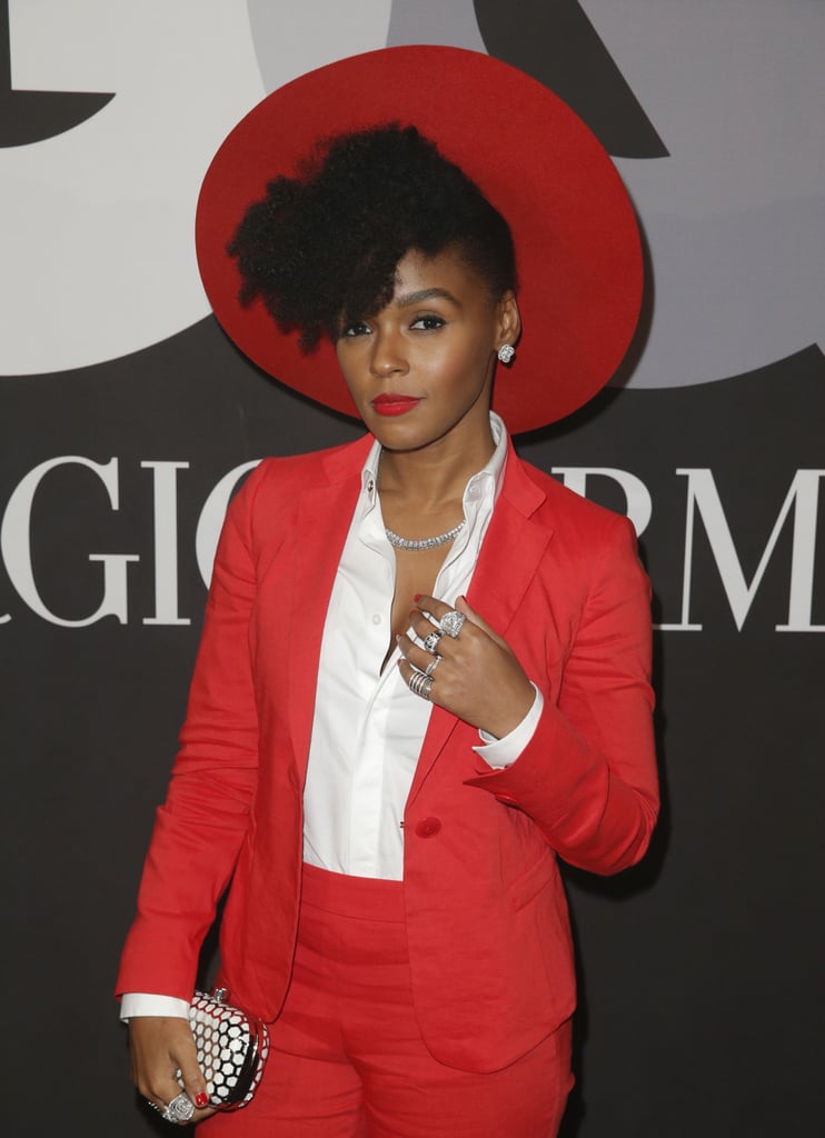 Janelle Monáe looked ravishing in red at the GQ and Giorgio Armani event.