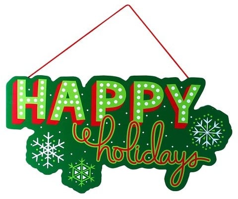 "Happy Holidays" Hanging Sign