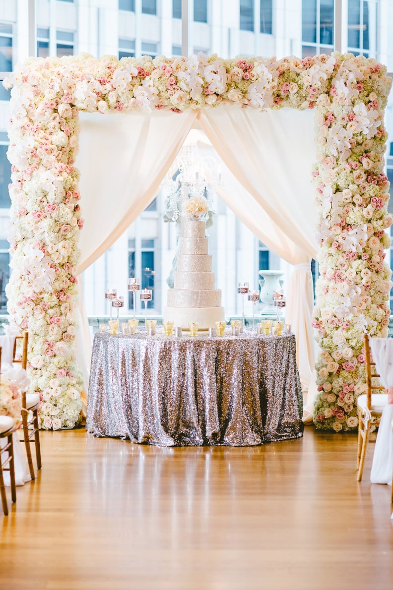 Add drama with a contrasting colored tablecloth on your cake table.