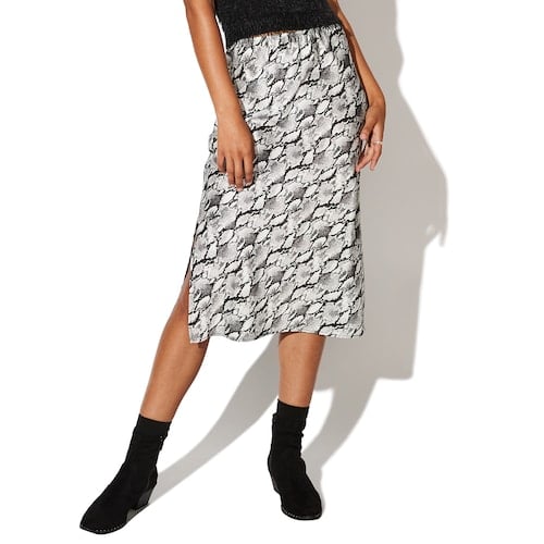 Vylette Bias Midi Satin Skirt