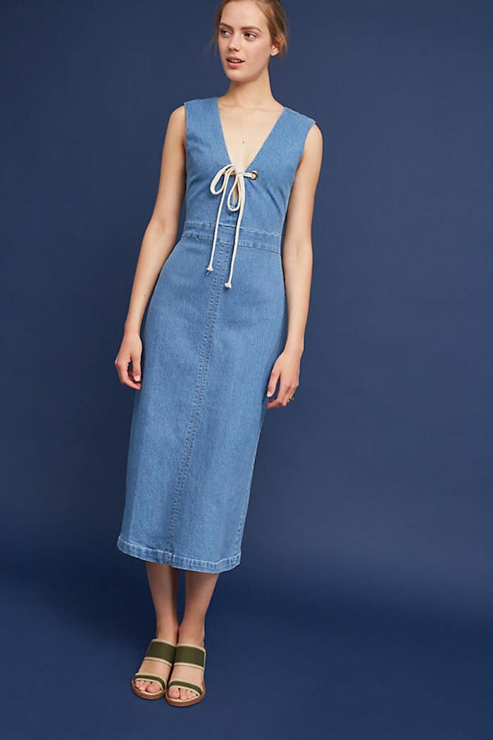 Steele Rope-Tied Denim Midi Dress