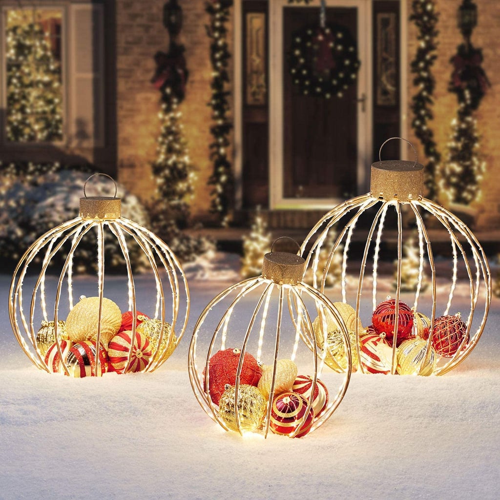 LED Christmas Holiday Lighted Twinkling 3pcs Oversize Ornaments | Large ...