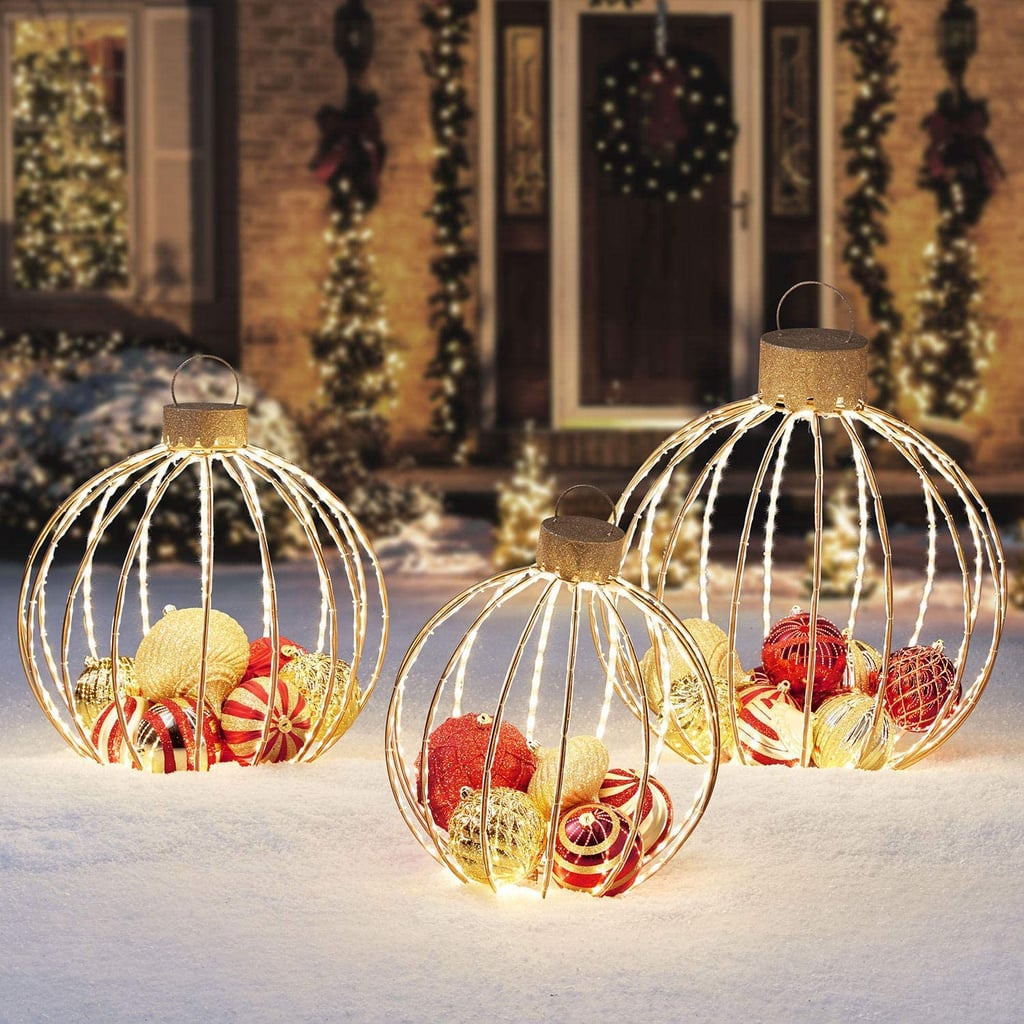 LED Christmas Holiday Lighted Twinkling 3pcs Oversize Ornaments Large