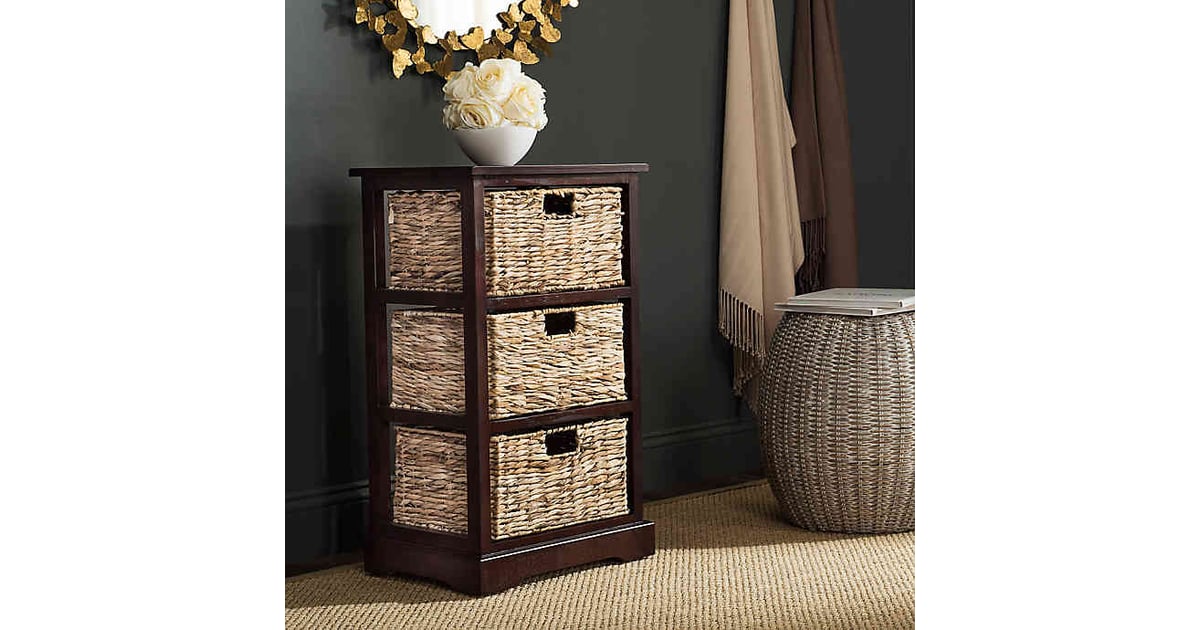 Halle 3 wicker basket deals storage side table safavieh