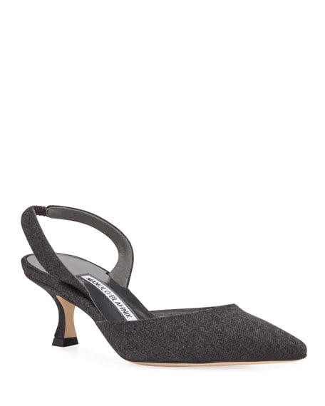 Manolo Blahnik Carolyne Kitten-Heel Flannel Pump