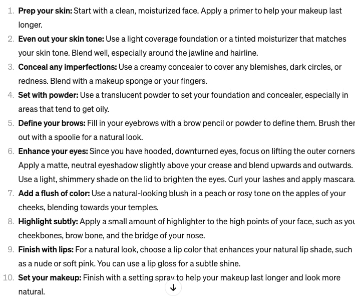 ChatGPT Makeup Editor Experiment
