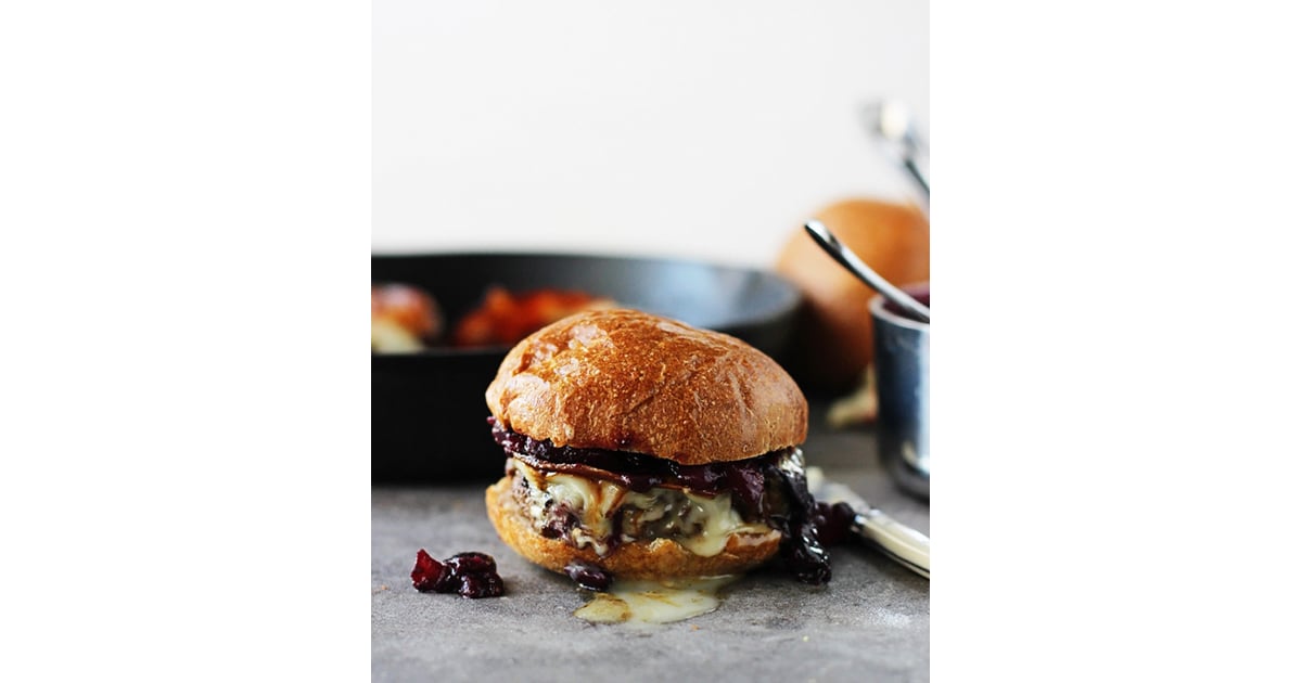 Taleggio Burgers With Spicy Pancetta and Pear and Blueberry Chutney