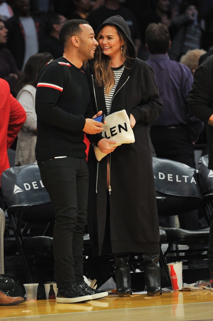 Chrissy Teigen and John Legend at LA Lakers Game Nov. 2017
