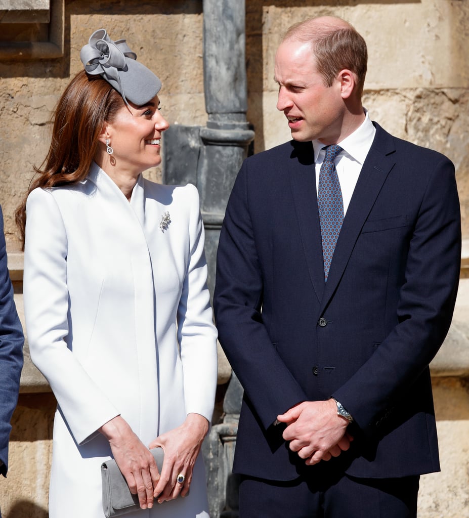 April: Kate and Will were all smiles as they attended an Easter Sunday service with the rest of the royal family.