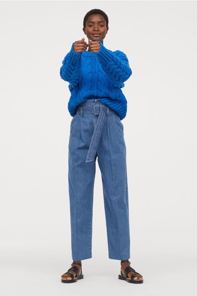 H&M Paper Bag Trousers Spring Denim Trends 2019 POPSUGAR Fashion