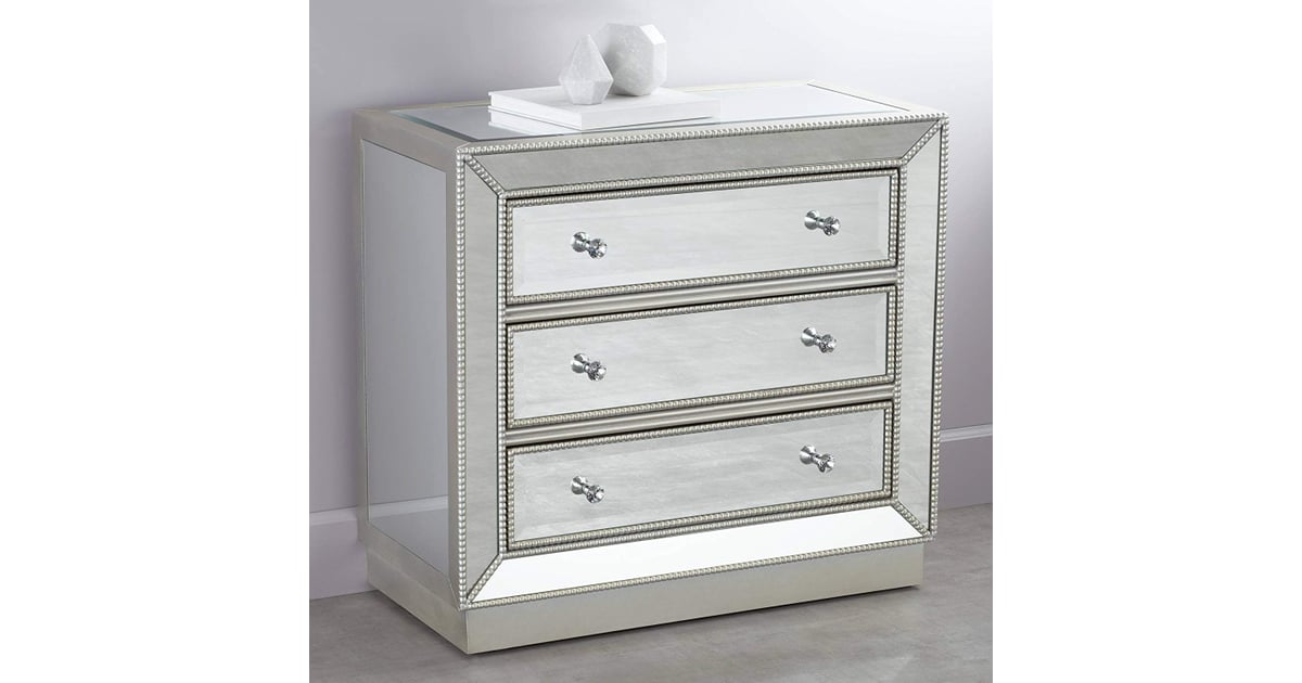 Trevi 32" Wide 3Drawer Silver Mirrored Accent Chest Best Mirrored