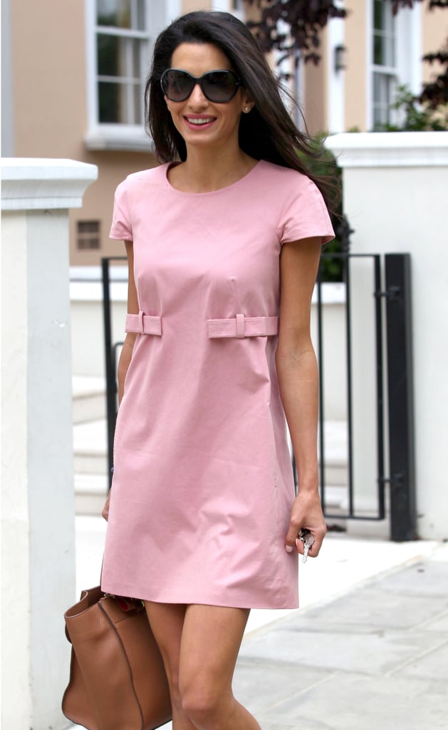 George Clooney's fiancée, Amal Alamuddin, looked pretty in pink out in London on Tuesday.