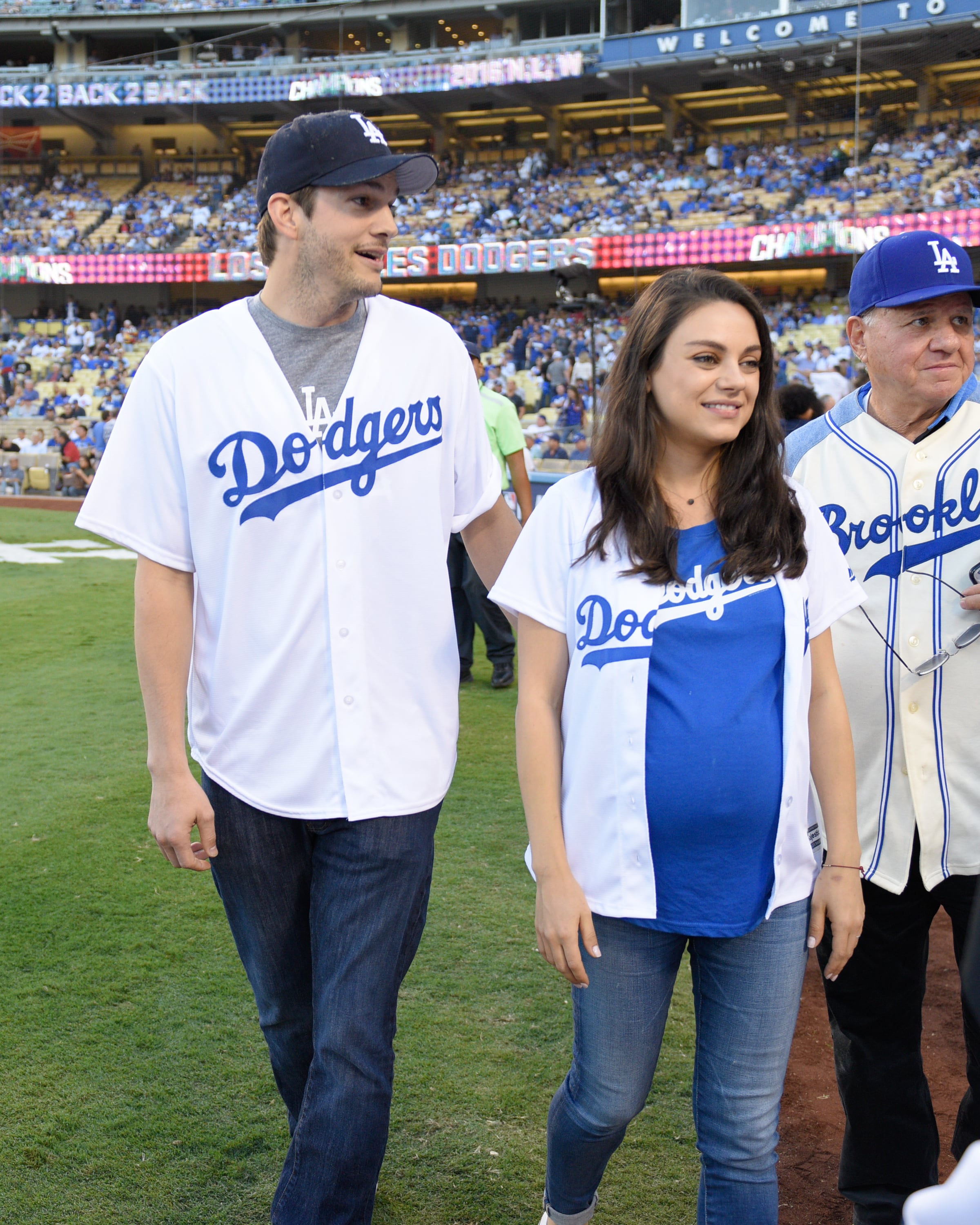 Ashton Kutcher and Mila Kunis Head to Dodgers Game for Date