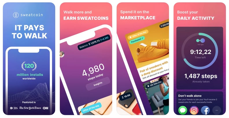 最佳步行应用Sweatcoin