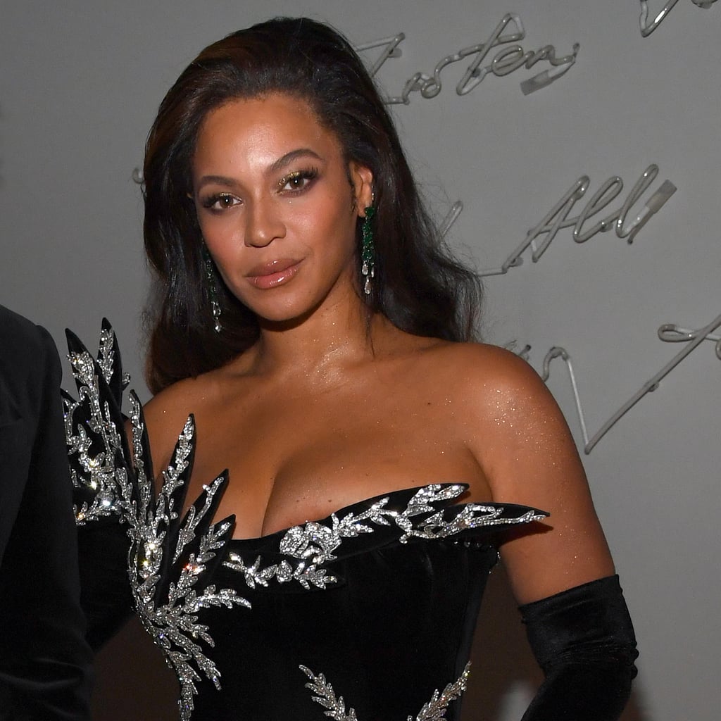 beyonce black and silver dress