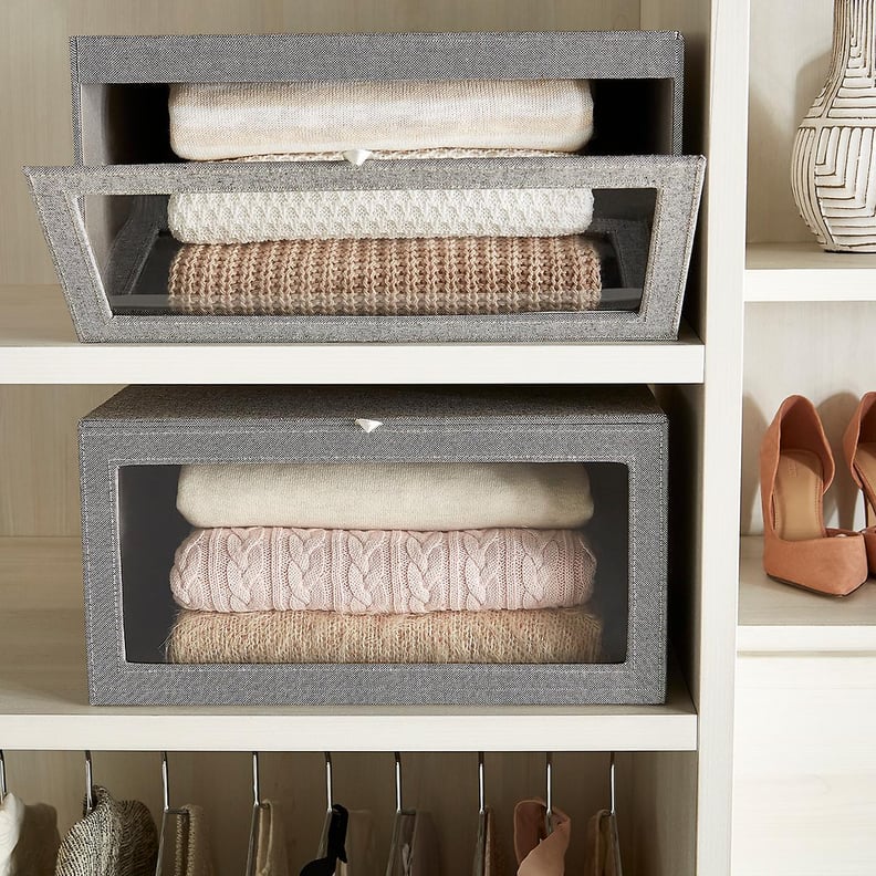 Best Sweater Organizer: The Container Store Grey Drop-Front Sweater Boxes