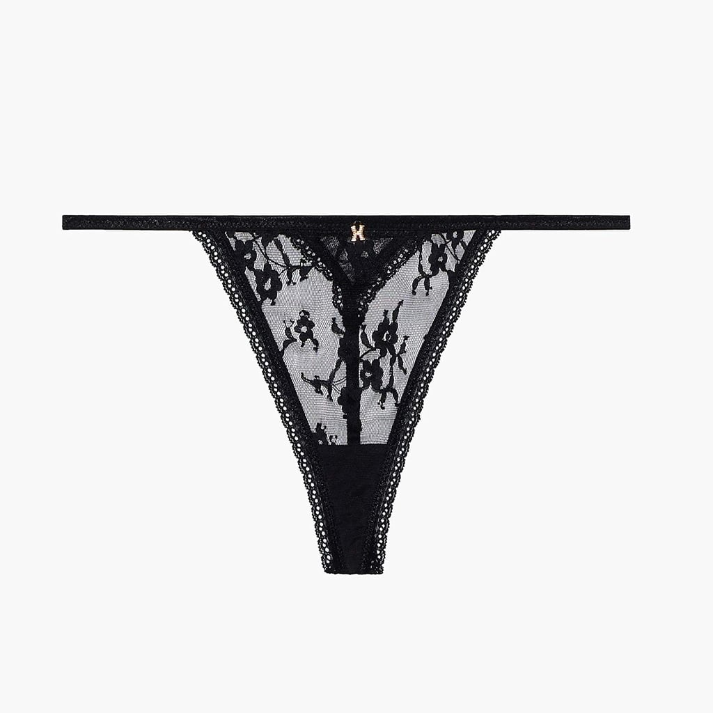 Savage X Fenty Women's Reg Dotted Mesh Thong With Stretch Lace