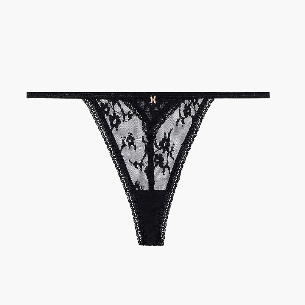 Savage X Fenty Women's Reg Dotted Mesh Thong with Stretch Lace