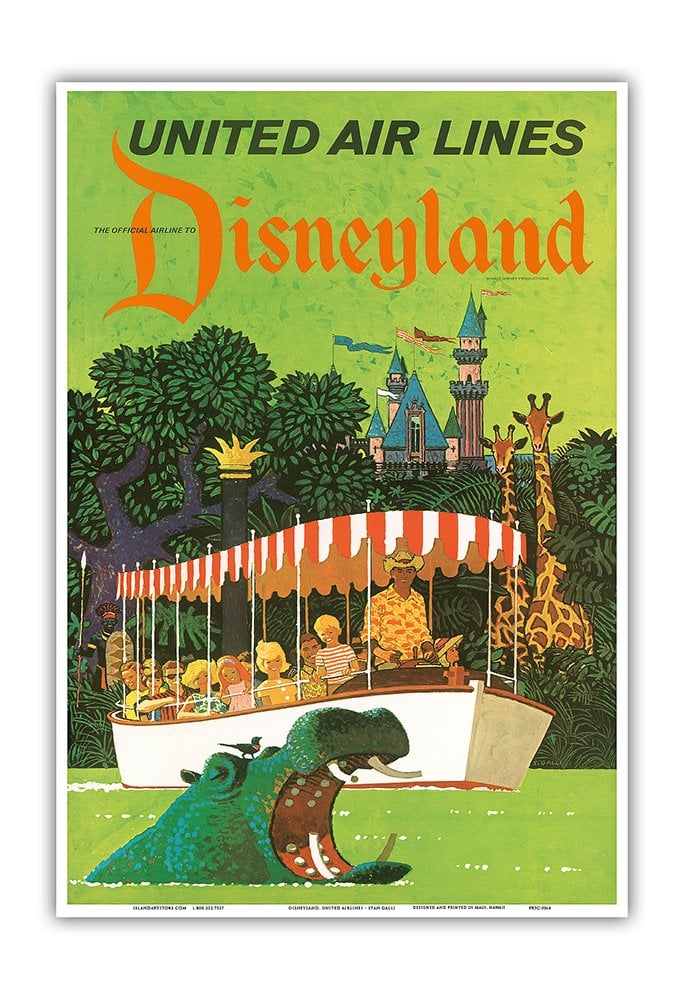 Vintage Airline Travel Poster — Adventureland Jungle Cruise