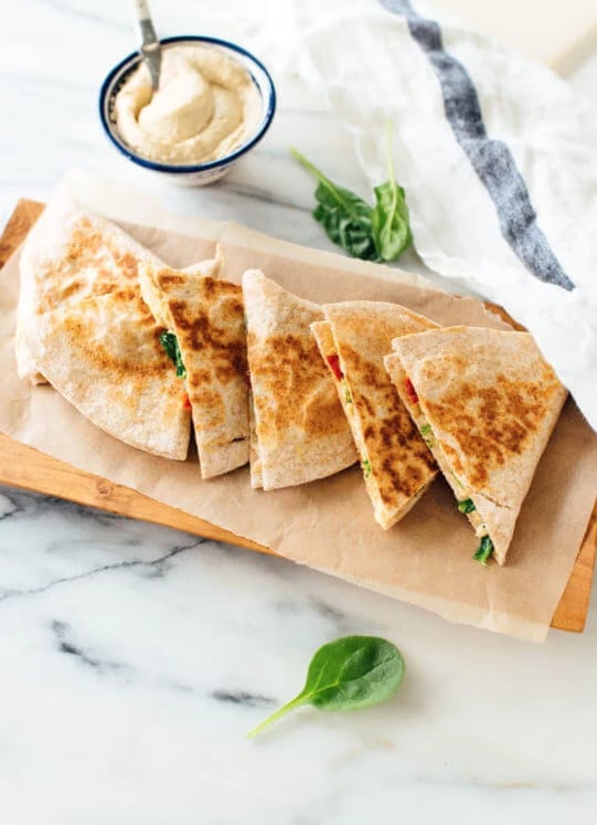Hummus Quesadilla Slices
