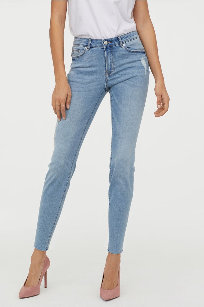 H&M Cropped Twill Pants in Light Blue