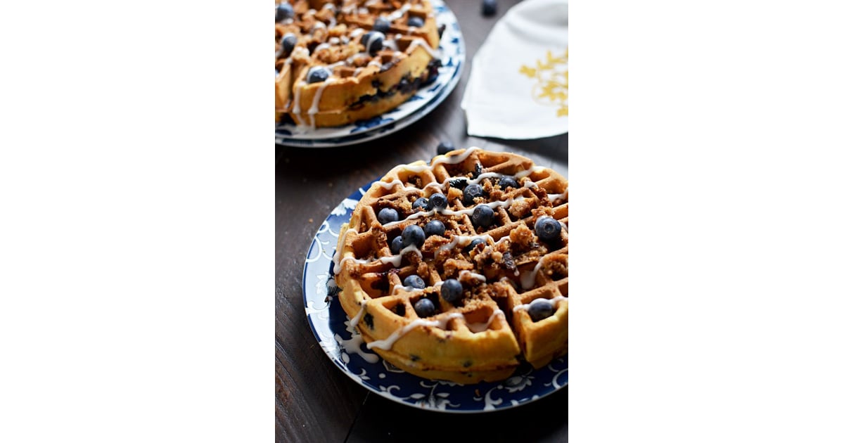 Blueberry Muffin Waffles With Cinnamon Streusel and Vanilla Glaze