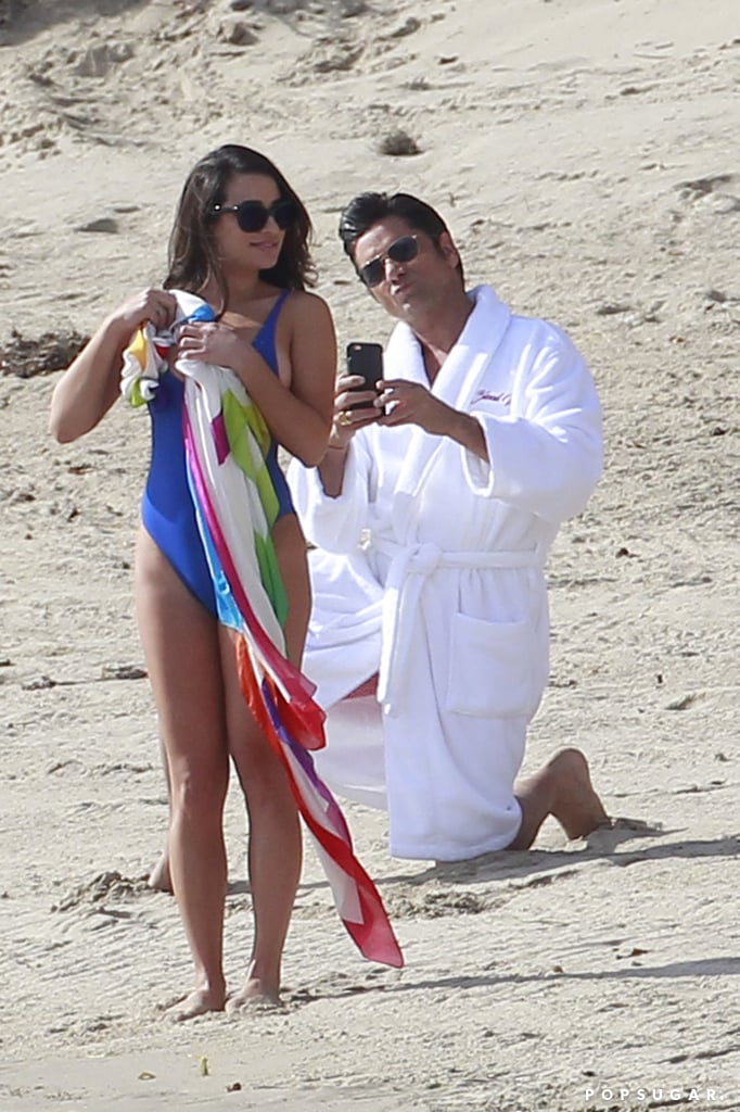 John Stamos and Lea Michele Kissing on Set December 2016