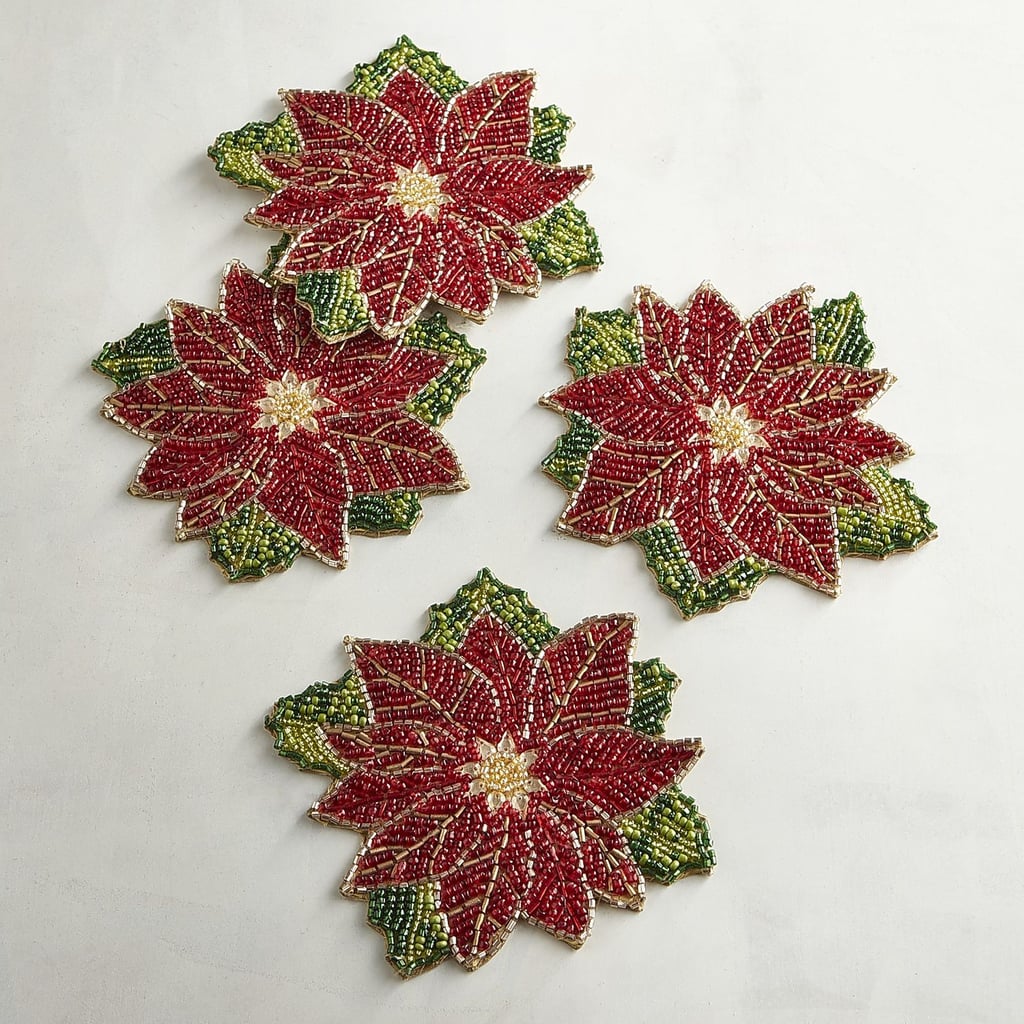 Beaded Poinsetta Coasters ($20 for a set of four)
