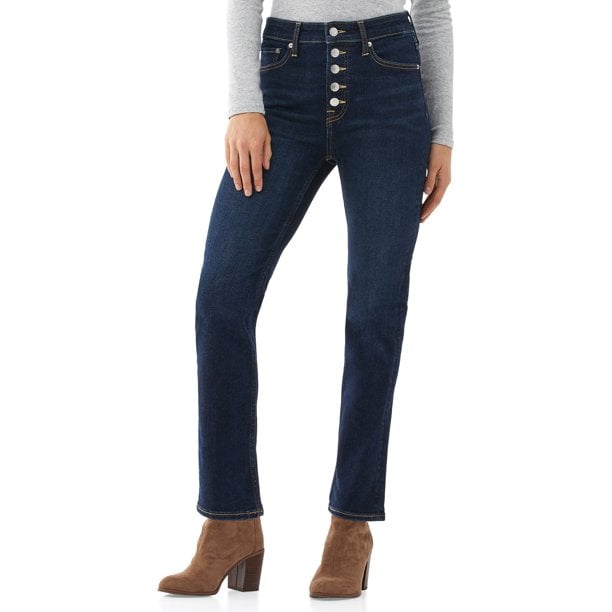 Free Assembly Women's Essential Slim Jeans With Exposed Button Front