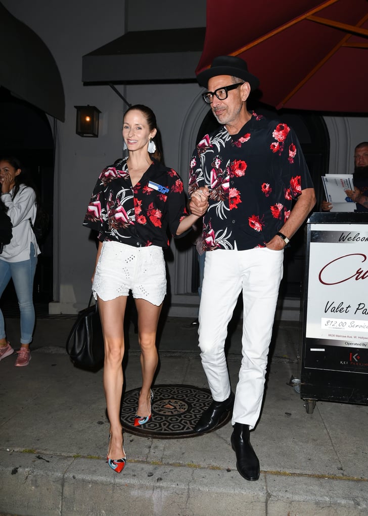 Jeff Goldblum and His Wife Wearing Matching Prada Shirts