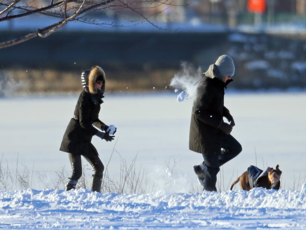 Gisele Bundchen and Tom Brady Have a Snowball Fight