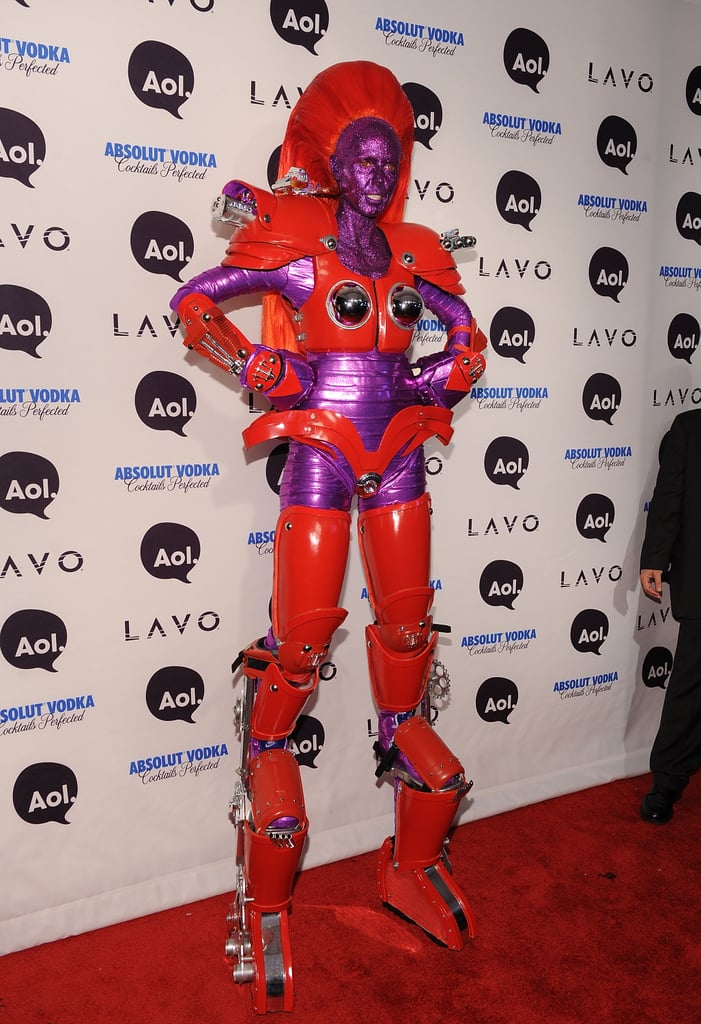 Heidi Klum topped herself with an ultratall robot costume at her 2010 costume party in NYC.
