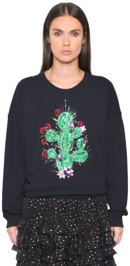Just Cavalli Cactus Embroidered Cotton Sweatshirt ($495)