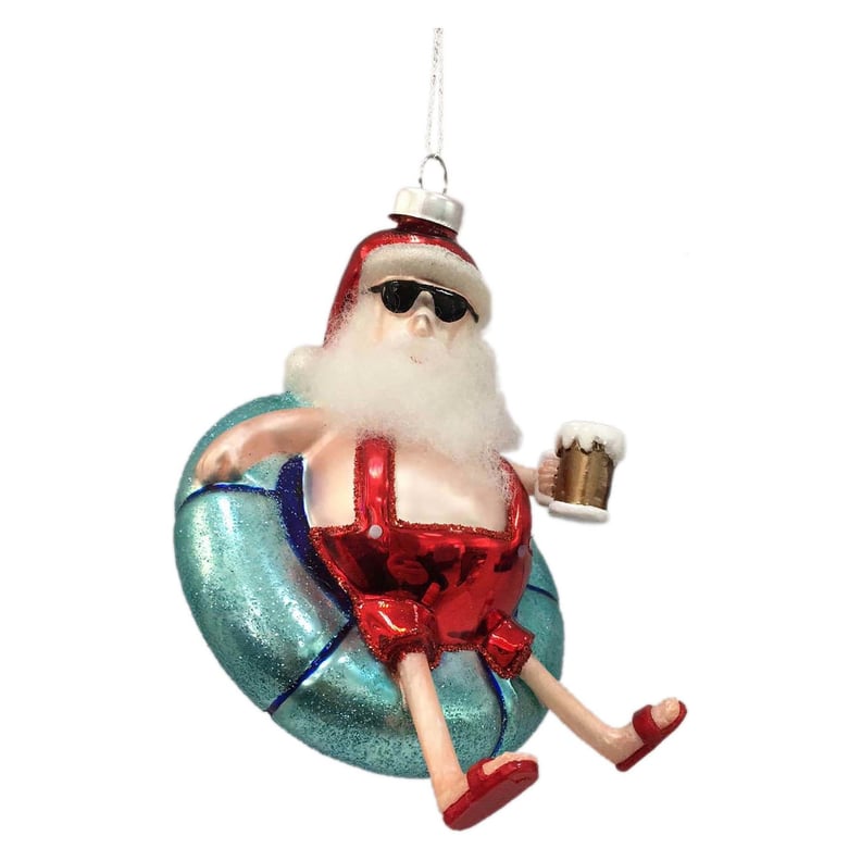 Santa Swimming With Beer Christmas Ornament