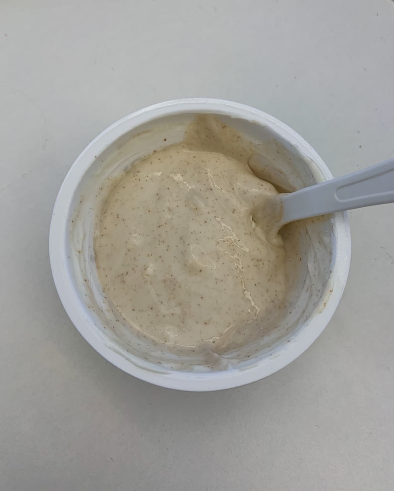 What Vanilla Greek Yogurt with Almond Butter Looks Like When You Mix It