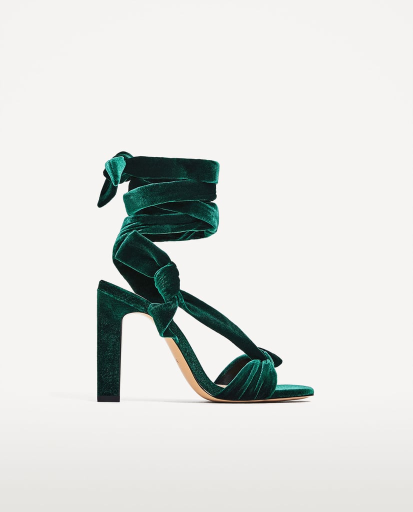Get your hands on the fabric of the season, crushed velvet, with Zara's Lace-Up High Heel Sandals ($50)
