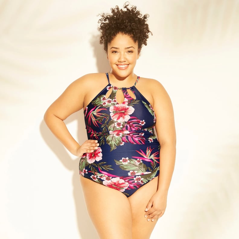 Plus-Size Keyhole Strap One-Piece Swimsuit