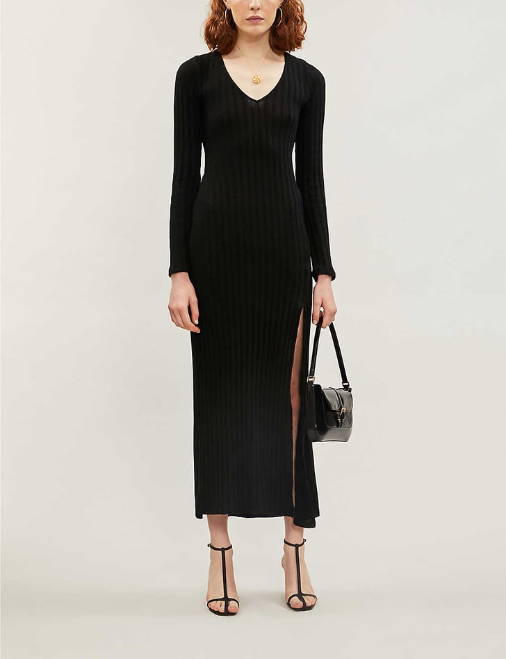 Reformation Mango VNeck Knitted Maxi Dress Kylie Jenner's Black Maxi