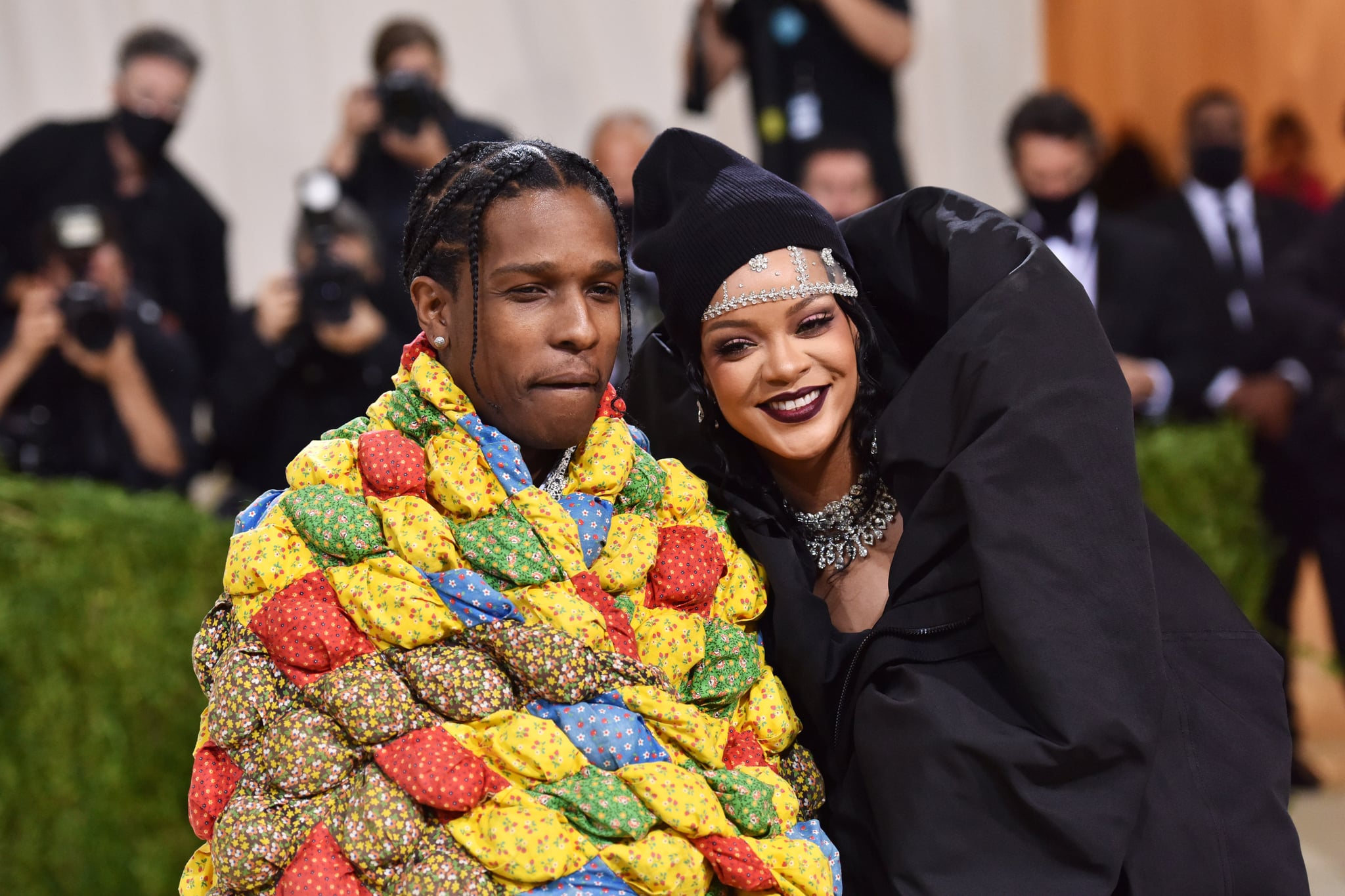 NEW YORK, NEW YORK - SEPTEMBER 13: ASAP Rocky and Rihanna attend 2021 Costume Institute Benefit - In America: A Lexicon of Fashion at the Metropolitan Museum of Art on September 13, 2021 in New York City. (Photo by Sean Zanni/Patrick McMullan via Getty Images)