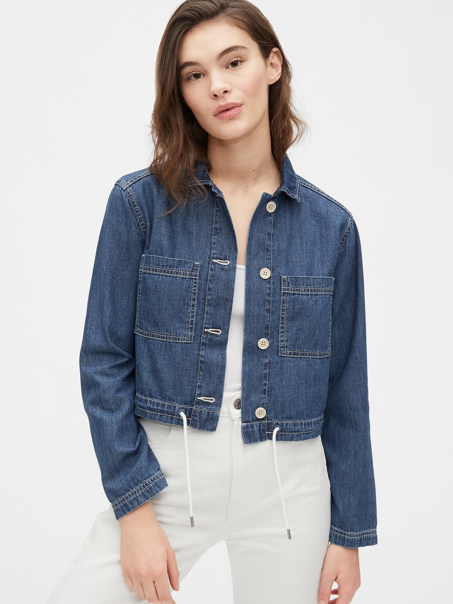 Gap cropped jean jacket store