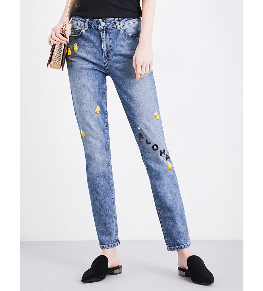 Paige Denim's Julia Embellished Jeans ($380) come with splashy tropical-infused embroidery.
