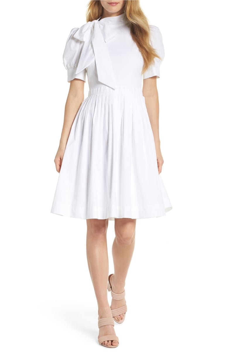 Gal Meets Glam Collection Hanna Puff Sleeve Cotton Poplin Dress