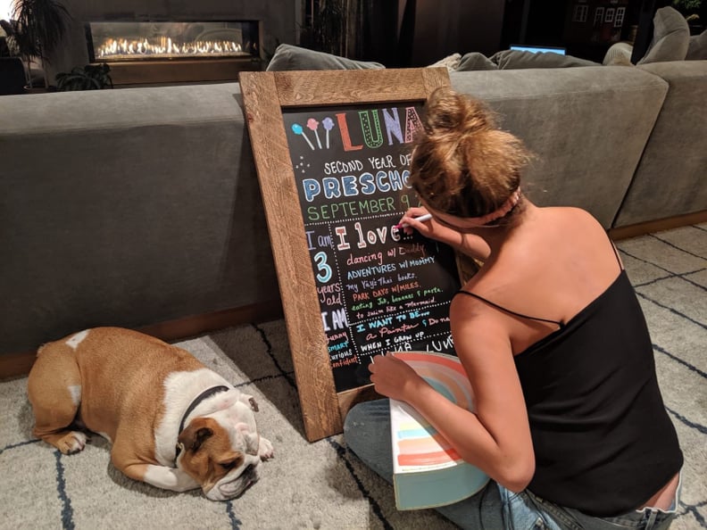 Chrissy Making Luna's Chalkboard