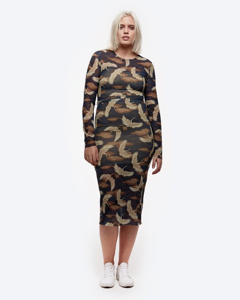 Sheer Printed Bodycon Dress ($58)